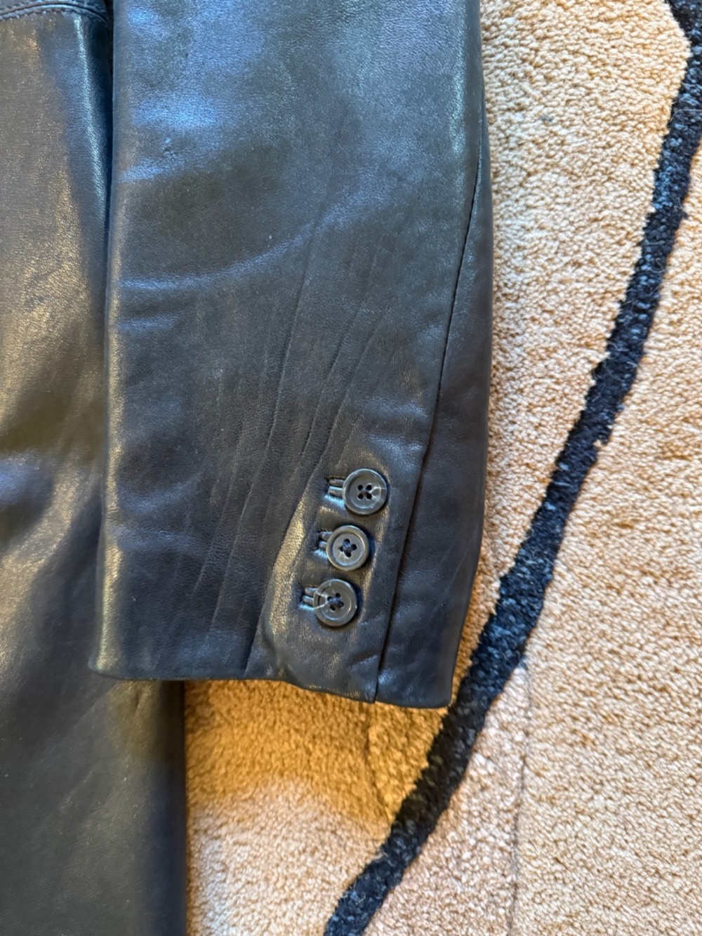 Black Leather Alfani coat, soft calf leather in a knee length Womens Med - Picture 6 of 7
